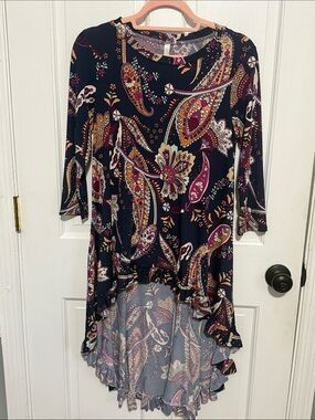 Celeste Black Paisley High-Low Tunic